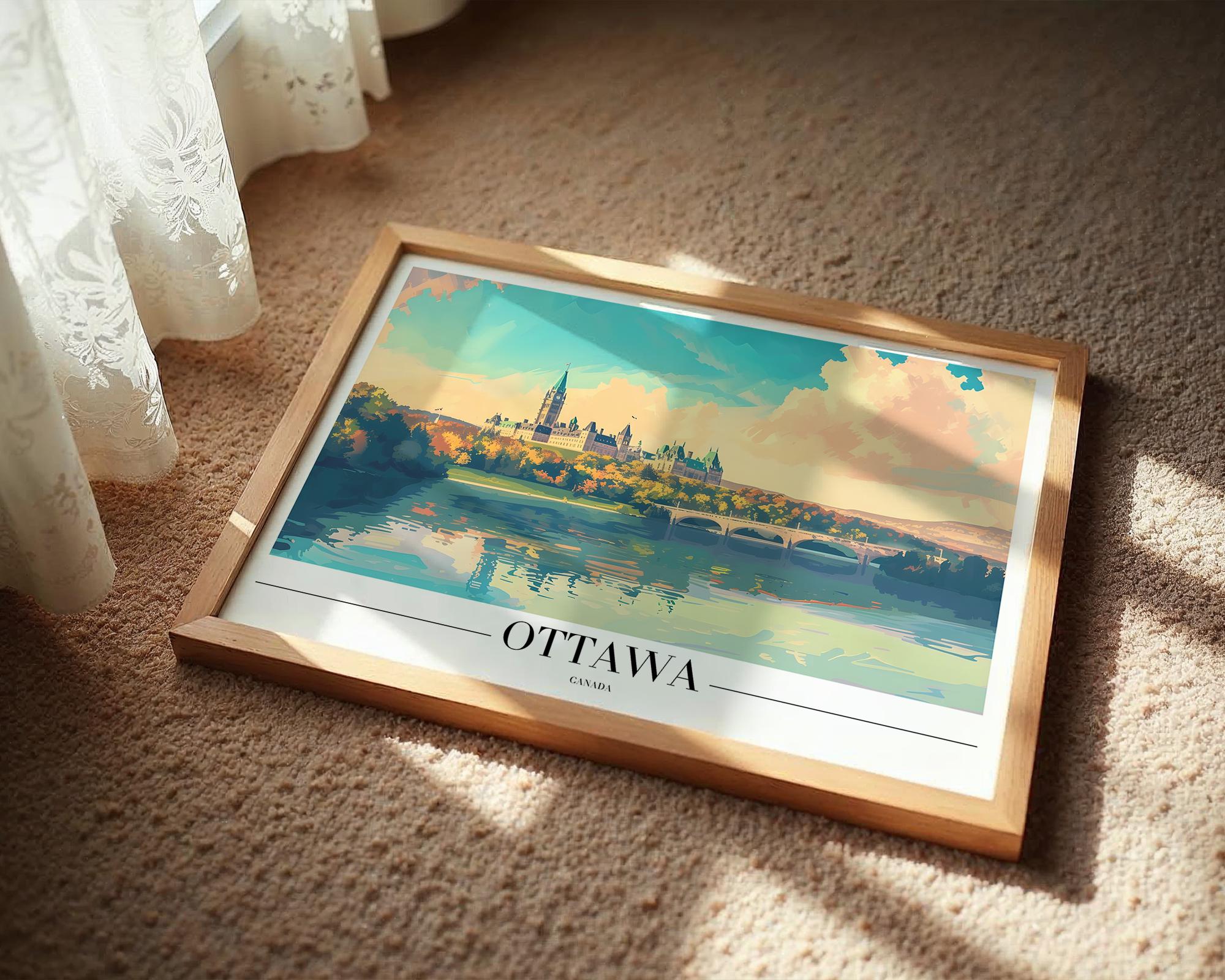 Ottawa Parliament Buildings Art Print | Autumn Canada Travel Poster wall art print, modern home decor, unframed artwork by Nomad & Nest