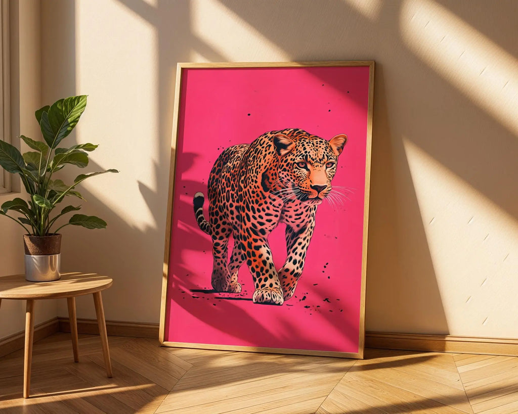 Leopard on Hot Pink Print | Bold Animal Wall Art wall art print, modern home decor, unframed artwork by Nomad & Nest