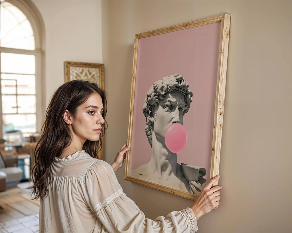 Modern Pop Art | David Statue Bubblegum Print | Modern Graffiti wall art print, modern home decor, unframed artwork by Nomad & Nest