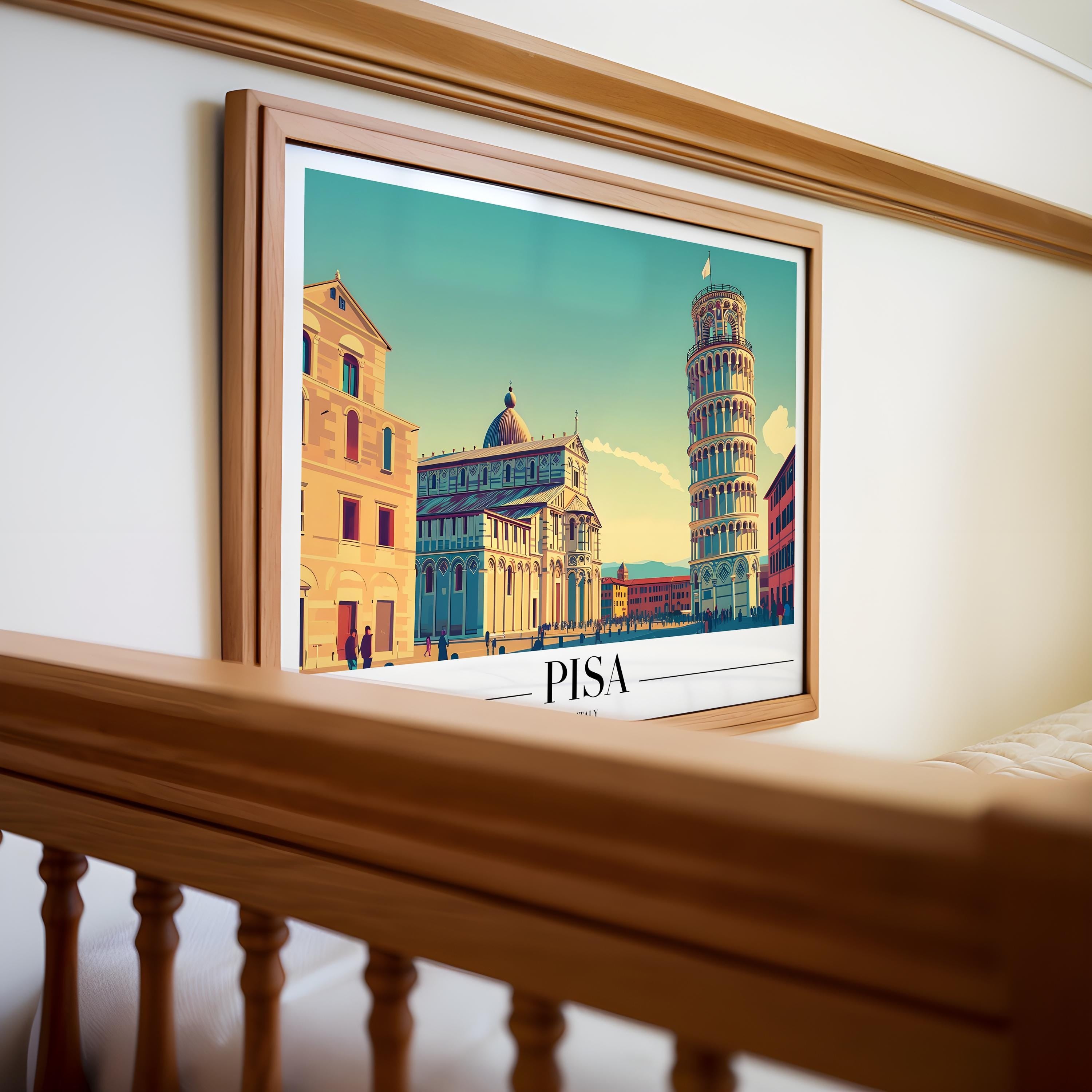 Pisa Travel Poster | Leaning Tower Print, Italian Landmark Wall Art wall art print, modern home decor, unframed artwork by Nomad & Nest