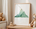 Playroom Ideas | Watercolour Green Mountains Nursery Wall Art Adventure Print wall art print, modern home decor, unframed artwork by Nomad & Nest