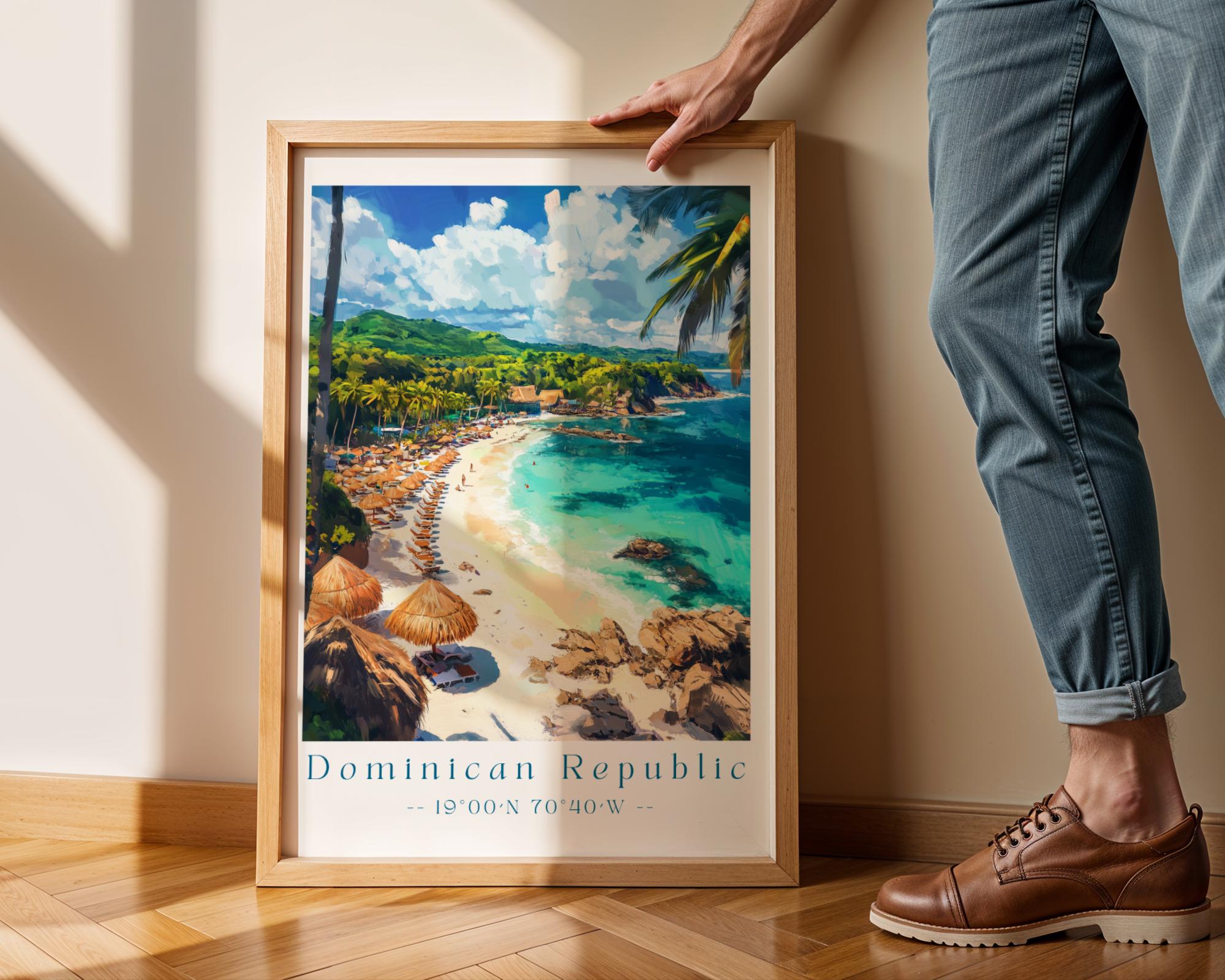 Dominican Republic Beach Print – Caribbean Travel Poster, Coastal Home Decor wall art print, modern home decor, unframed artwork by Nomad & Nest