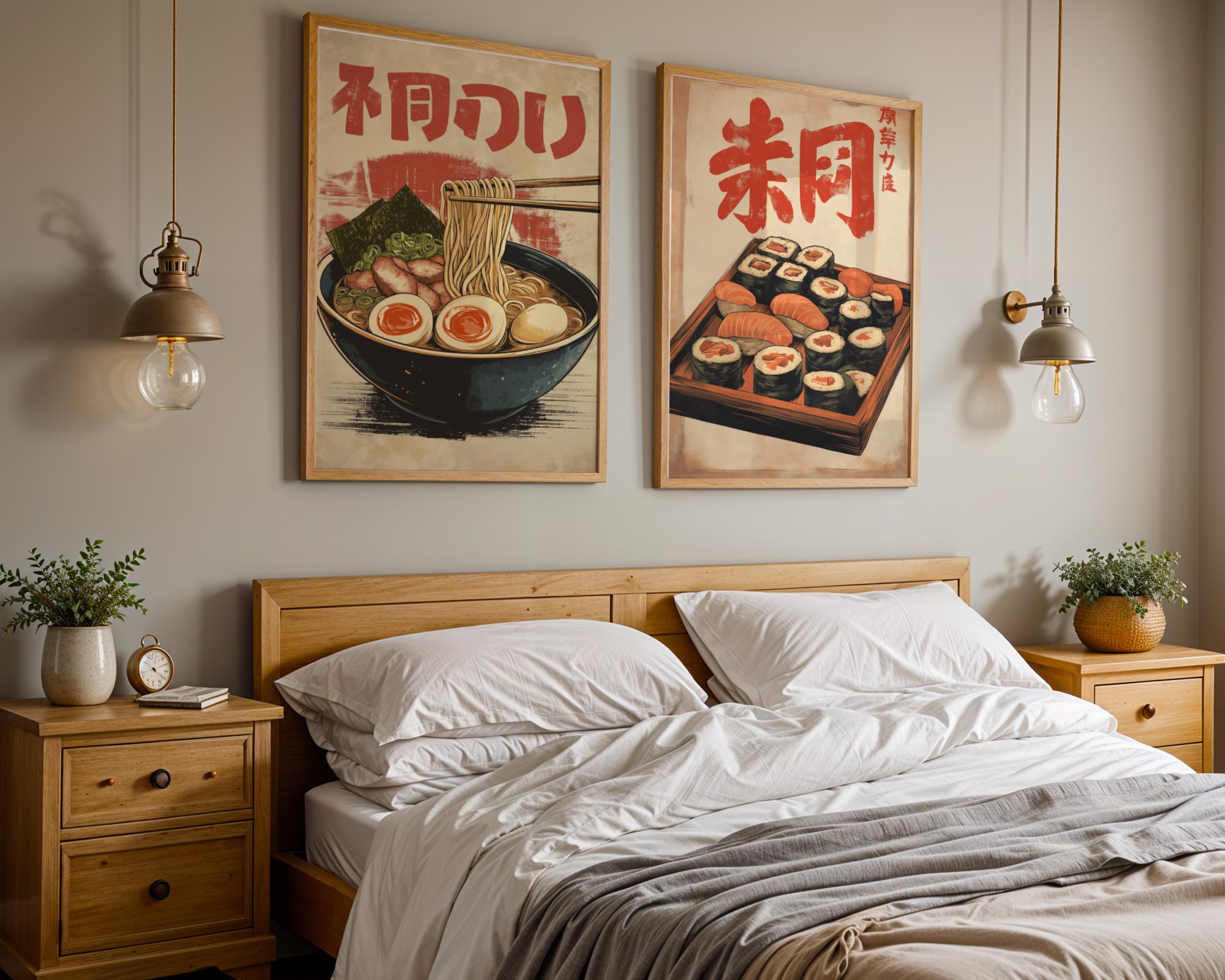 Japanese Poster | Vintage Sushi Print - Retro  Food wall art print, modern home decor, unframed artwork by Nomad & Nest