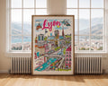 Lyon France City Poster | Colorful European Travel Print wall art print, modern home decor, unframed artwork by Nomad & Nest