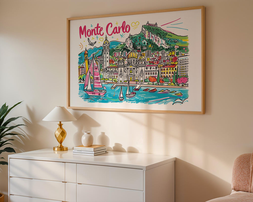 Monte Carlo Art Print | Colorful French Riviera Travel Poster wall art print, modern home decor, unframed artwork by Nomad & Nest
