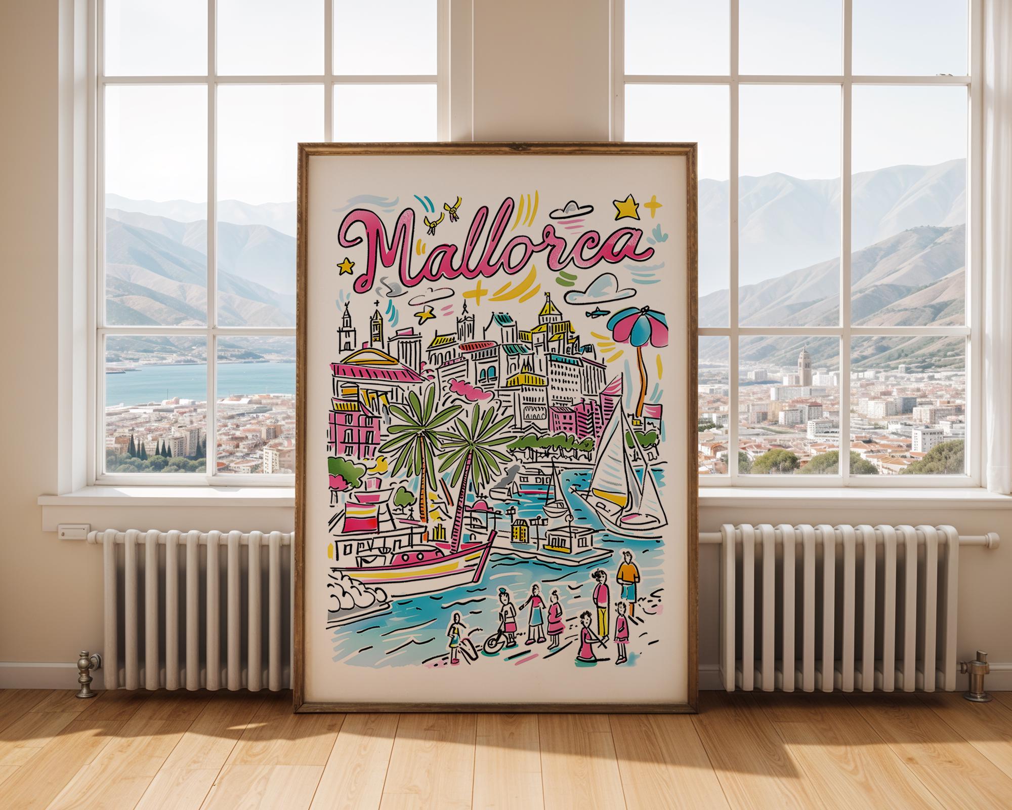Mallorca Travel Poster | Balearic Islands Mediterranean Art Print wall art print, modern home decor, unframed artwork by Nomad & Nest