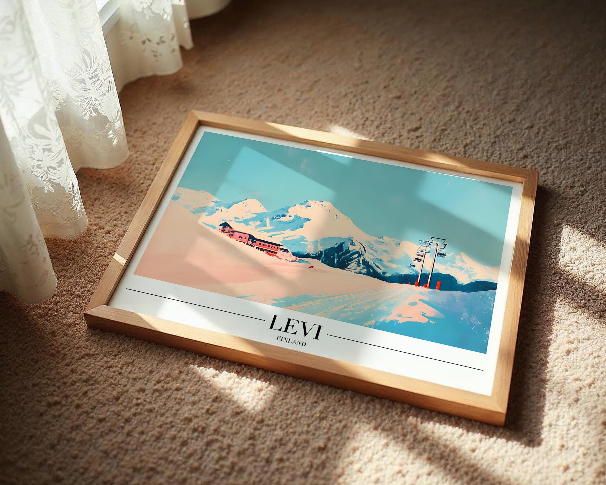 Levi Finland Ski Resort Poster | Nordic Winter Travel Print wall art print, modern home decor, unframed artwork by Nomad & Nest