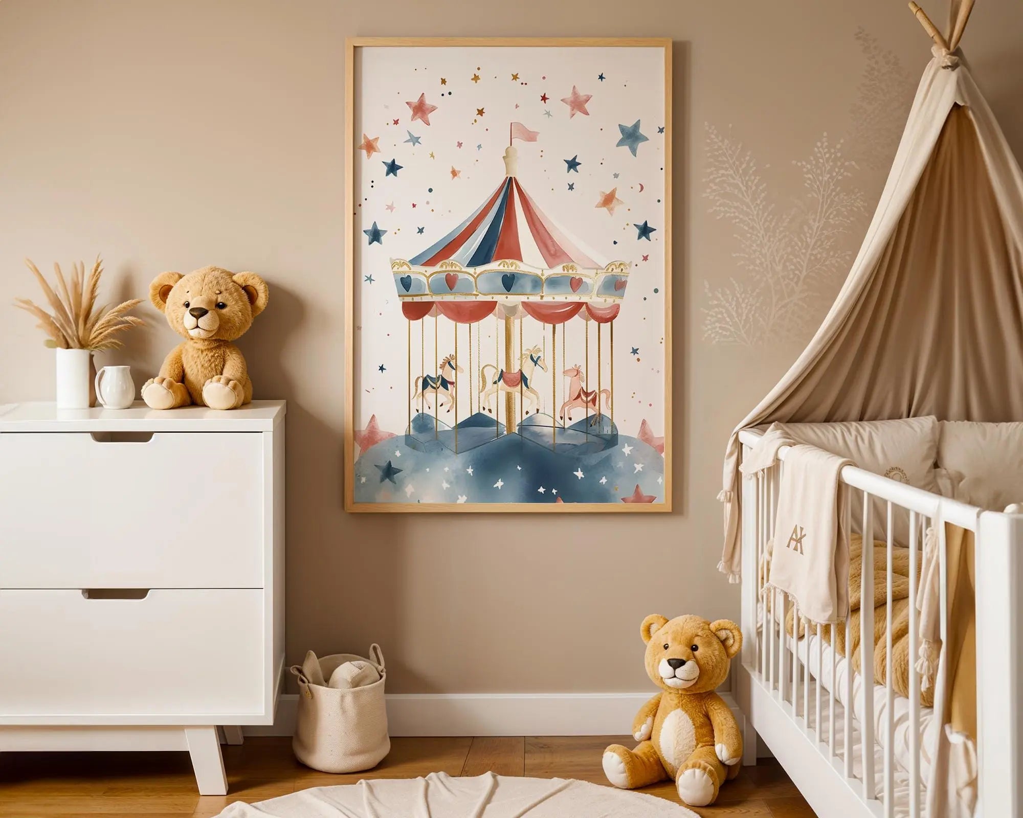 Playroom Ideas | Vintage Carousel Nursery Art | Storybook Circus Print wall art print, modern home decor, unframed artwork by Nomad & Nest