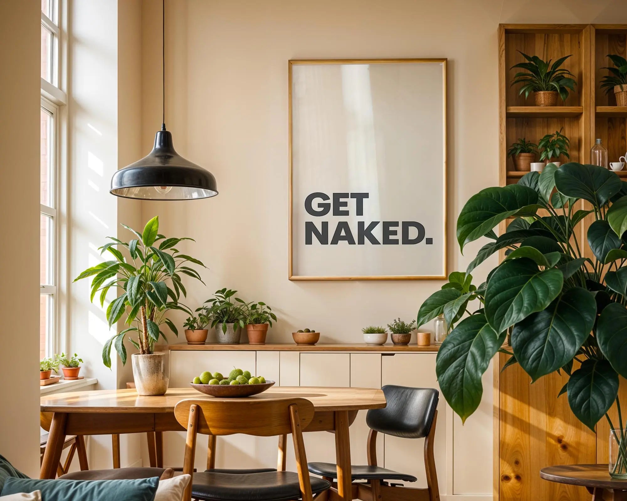 Positive Emotion | Get Naked Wall Art | Bold Modern Typography | Playful Bathroom Decor | Minimal Statement Poster wall art print, modern home decor, unframed artwork by Nomad & Nest