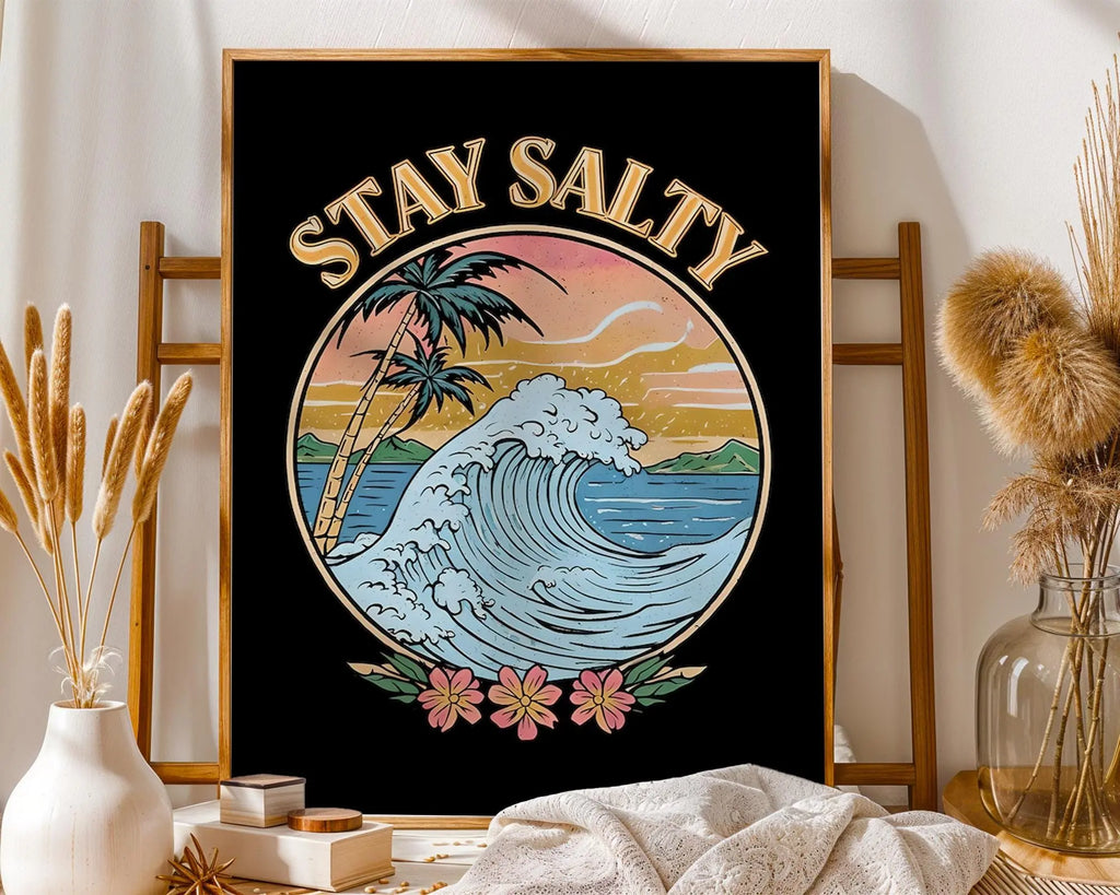 Stay Salty Wave Art Print | Coastal Beach House Decor wall art print, modern home decor, unframed artwork by Nomad & Nest