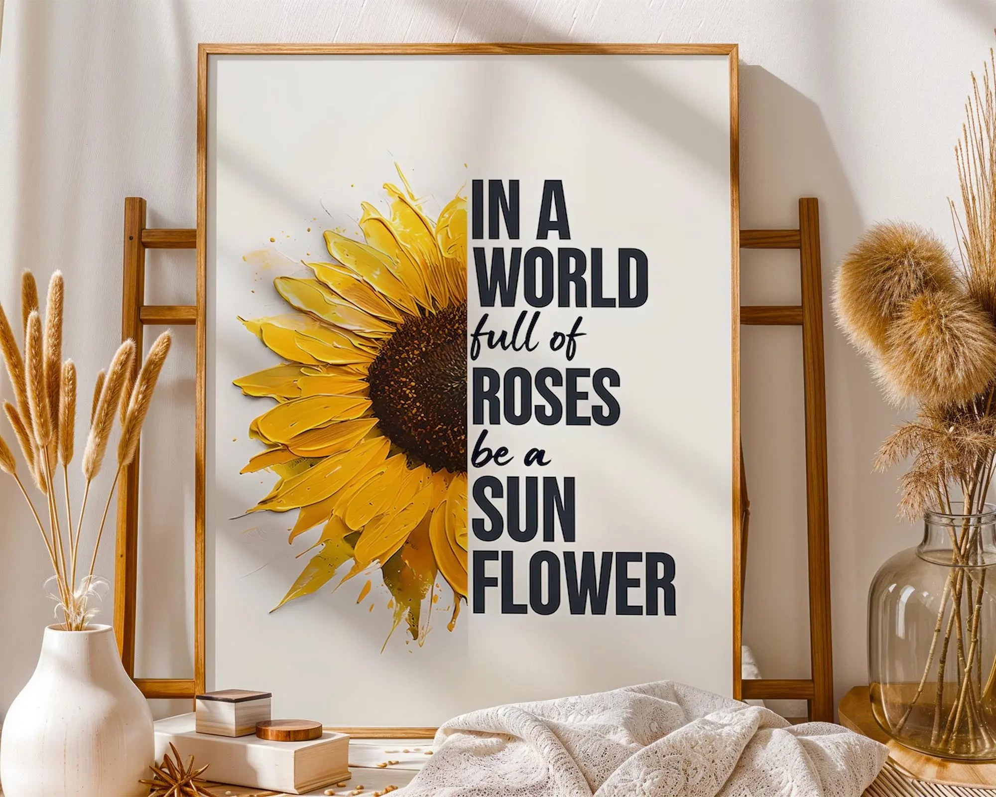 Sunflower Print | Positive Quote Floral Wall Art wall art print, modern home decor, unframed artwork by Nomad & Nest