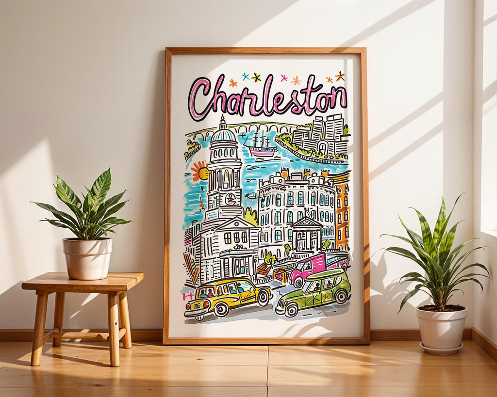 Charleston South Carolina Art Print | Colorful City Travel Poster wall art print, modern home decor, unframed artwork by Nomad & Nest