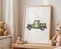 Playroom Ideas | Vintage Green Truck Nursery Wall Art Classic Vehicle Print wall art print, modern home decor, unframed artwork by Nomad & Nest