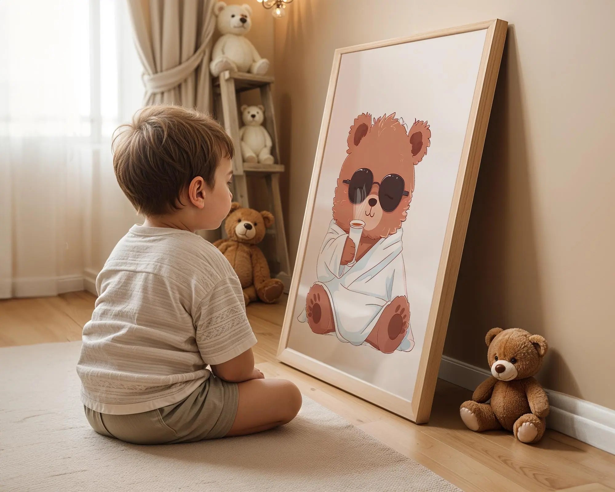 Playroom Ideas | Cool Bear Nursery Wall Art | Modern Character Illustration wall art print, modern home decor, unframed artwork by Nomad & Nest