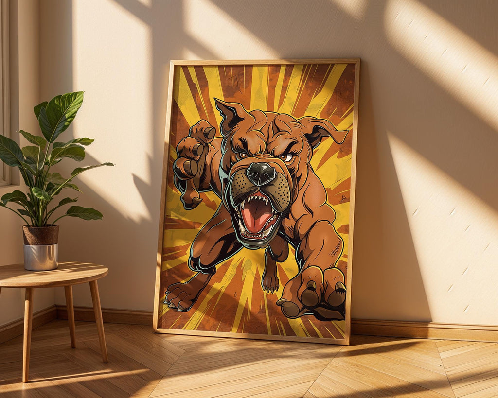 Pop Art Bulldog Poster | Superhero Comic Style Print wall art print, modern home decor, unframed artwork by Nomad & Nest