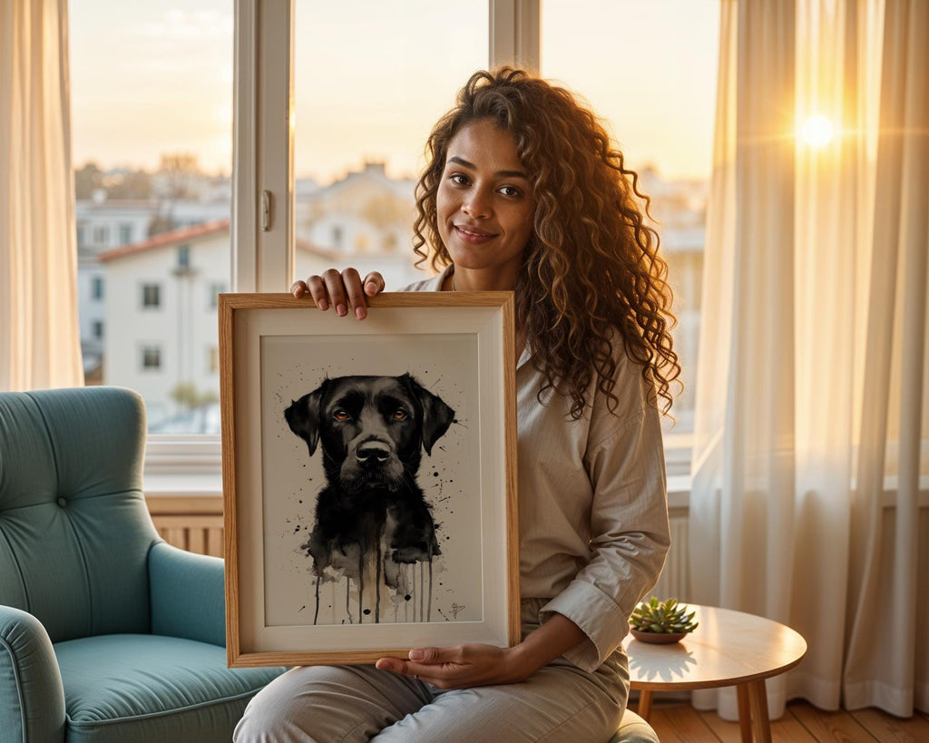 Black Labrador Watercolor Print | Modern Dog Portrait Wall Art wall art print, modern home decor, unframed artwork by Nomad & Nest