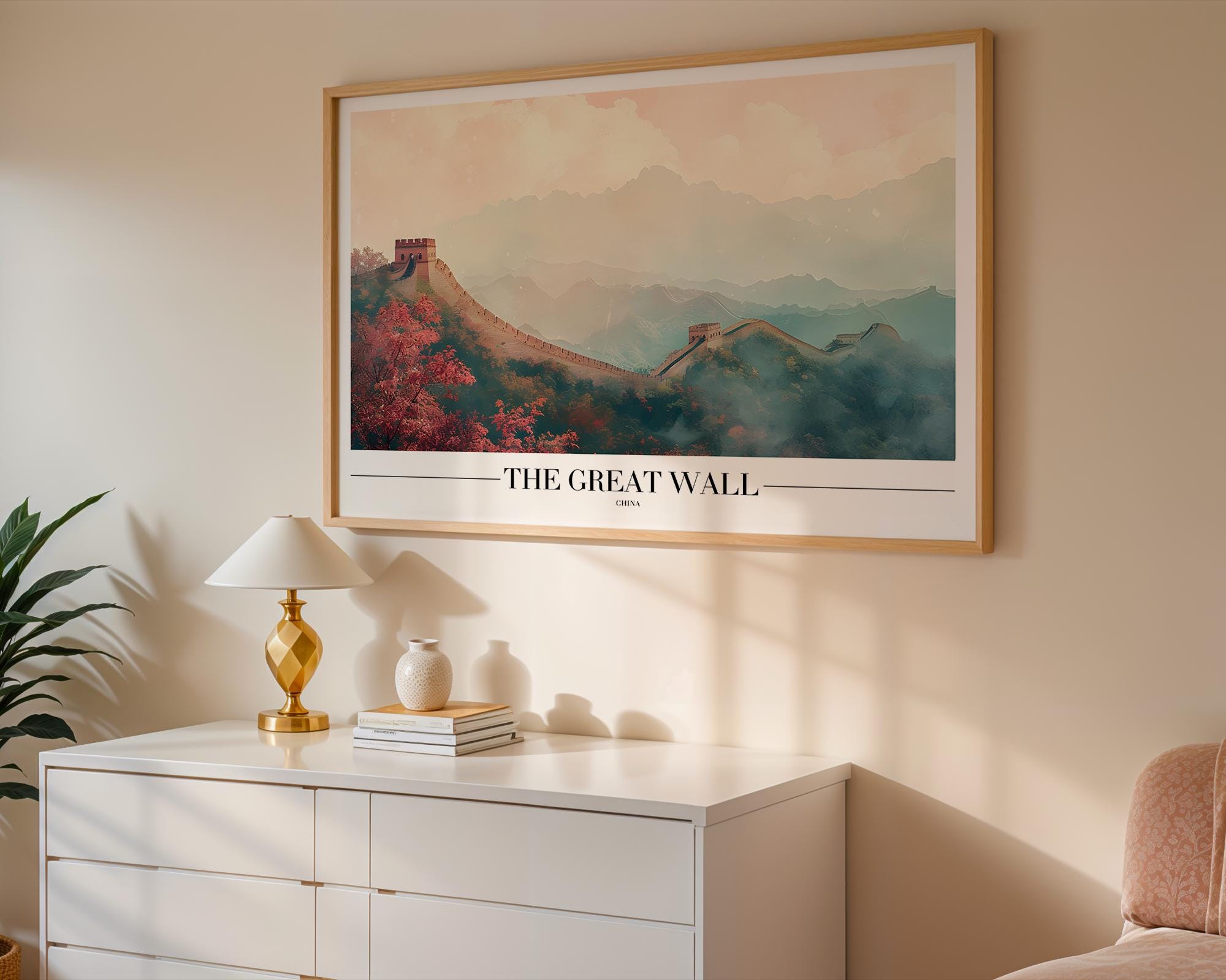 Great Wall of China Poster | Vintage Asian Travel Print wall art print, modern home decor, unframed artwork by Nomad & Nest