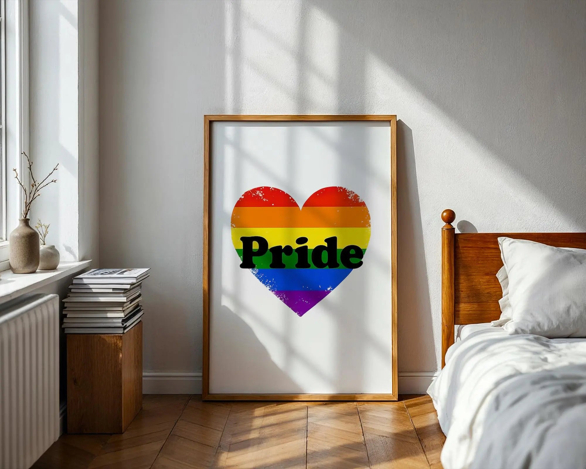 Positive Emotion | Rainbow Pride Heart Wall Art | LGBTQ Love Symbol Print | Minimal Equality Poster wall art print, modern home decor, unframed artwork by Nomad & Nest