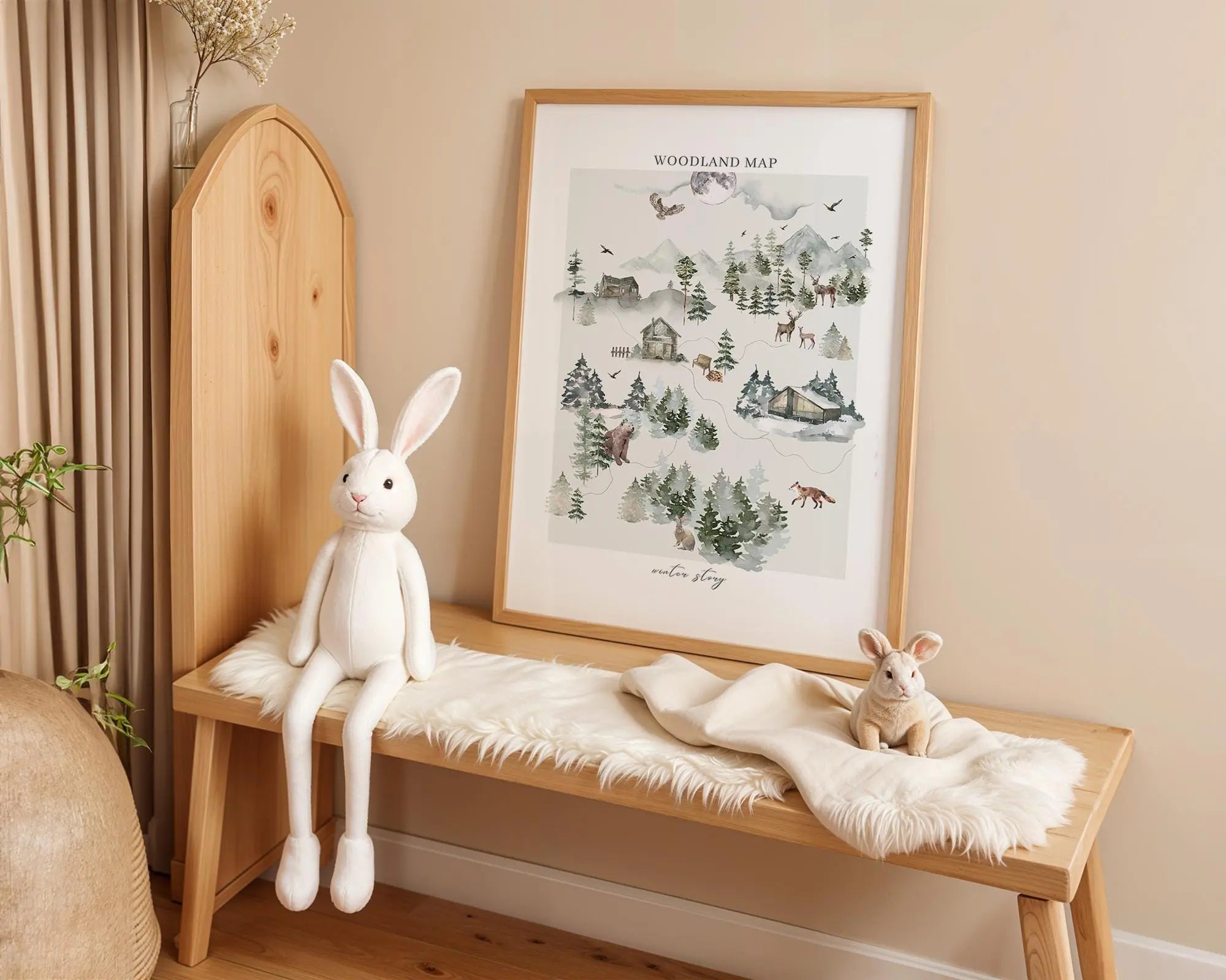 Playroom Ideas | Woodland Map Nursery Wall Art | Forest Animals Adventure Print wall art print, modern home decor, unframed artwork by Nomad & Nest