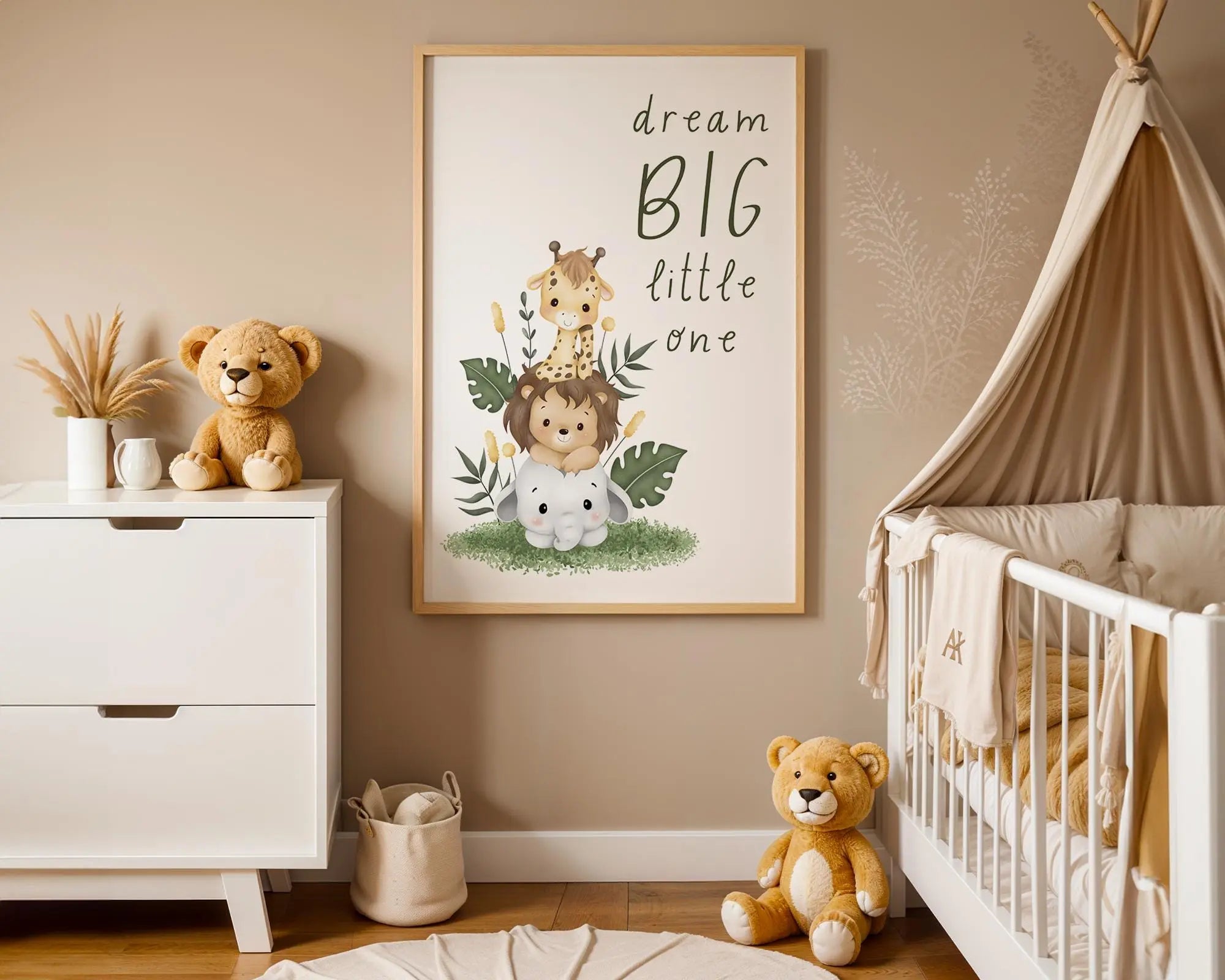 Playroom Ideas | Dream Big Little One Nursery Wall Art | Safari Animal Print wall art print, modern home decor, unframed artwork by Nomad & Nest