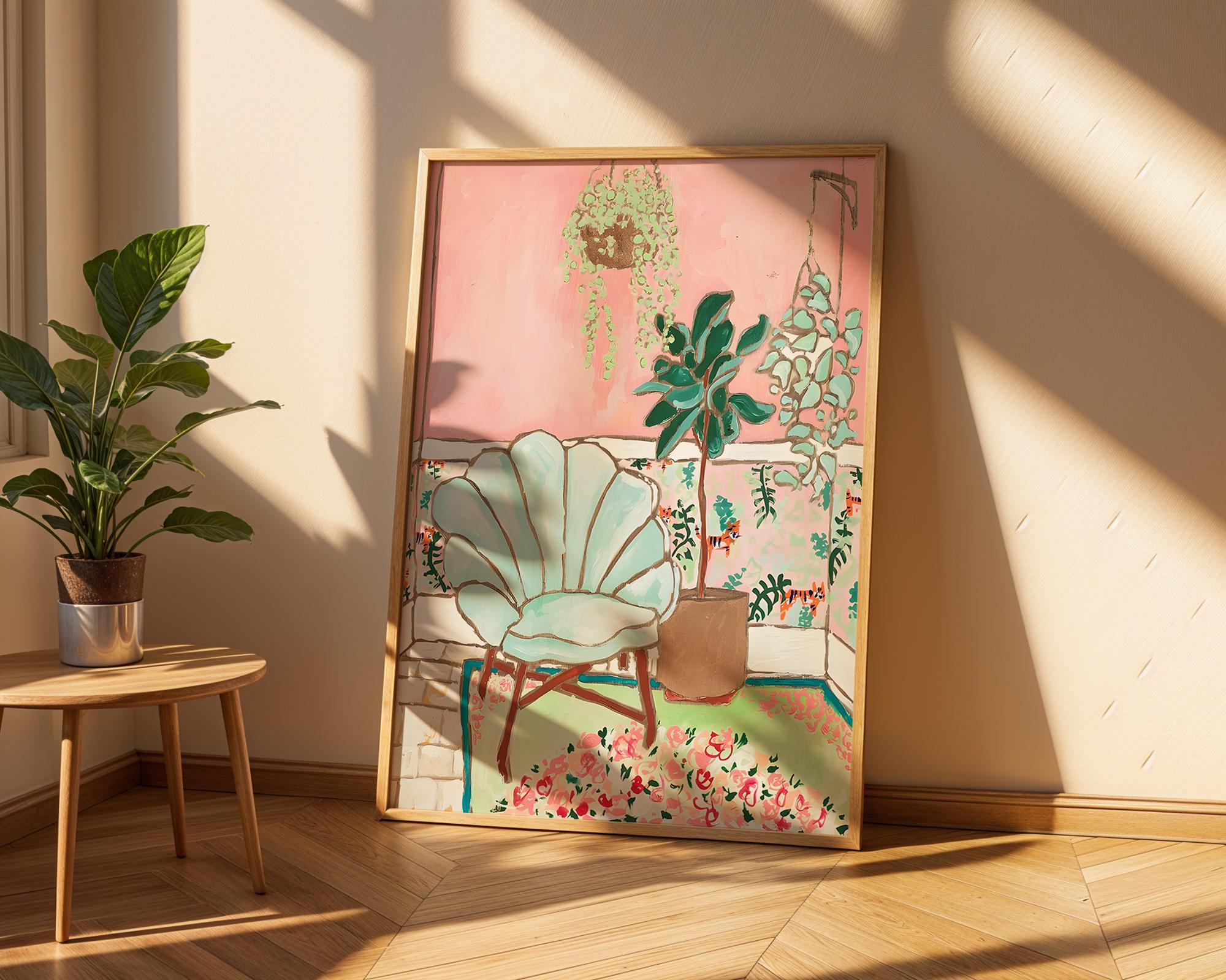 Pastel Interior Art Print | Mid-Century Modern Home Decor wall art print, modern home decor, unframed artwork by Nomad & Nest