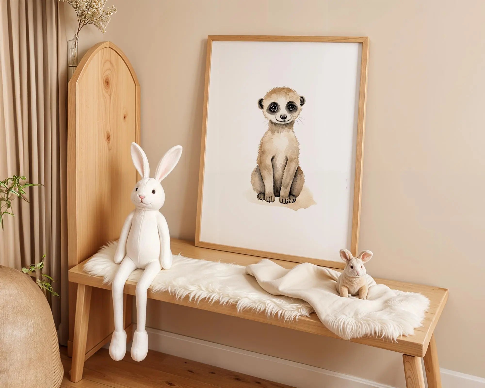 Playroom Ideas | Meerkat Nursery Wall Art | Safari Animal Baby Print wall art print, modern home decor, unframed artwork by Nomad & Nest