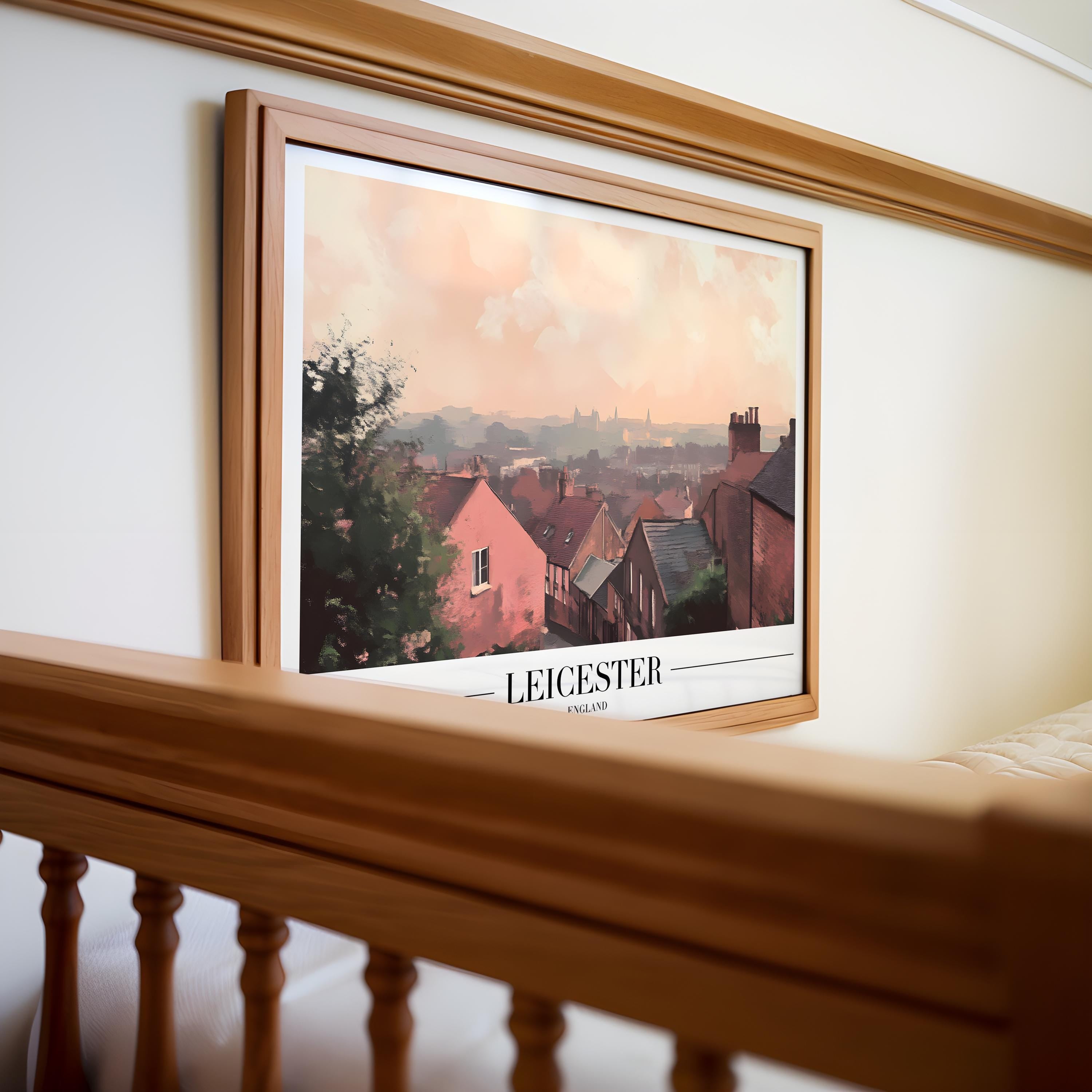 Leicester England Art Print | Sunset Cityscape Wall Decor wall art print, modern home decor, unframed artwork by Nomad & Nest