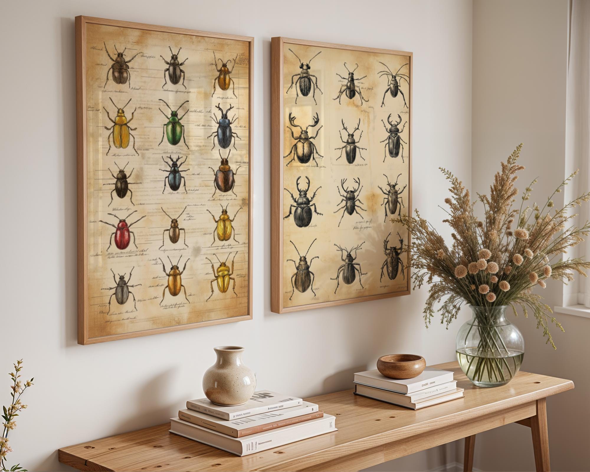 Vintage Beetle Print Set | Entomology Wall Art, Rustic Cottage Decor wall art print, modern home decor, unframed artwork by Nomad & Nest