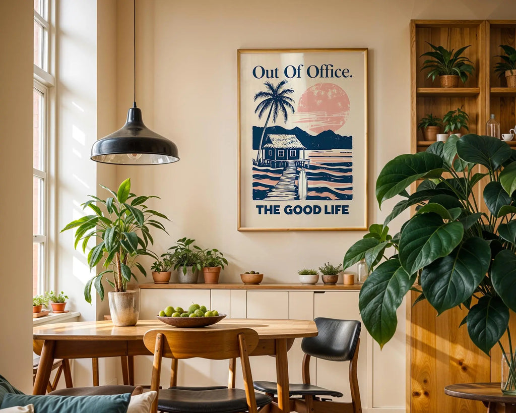 Positive Emotion | Out Of Office The Good Life Wall Art | Tropical Escape Poster | Vacation Decor wall art print, modern home decor, unframed artwork by Nomad & Nest