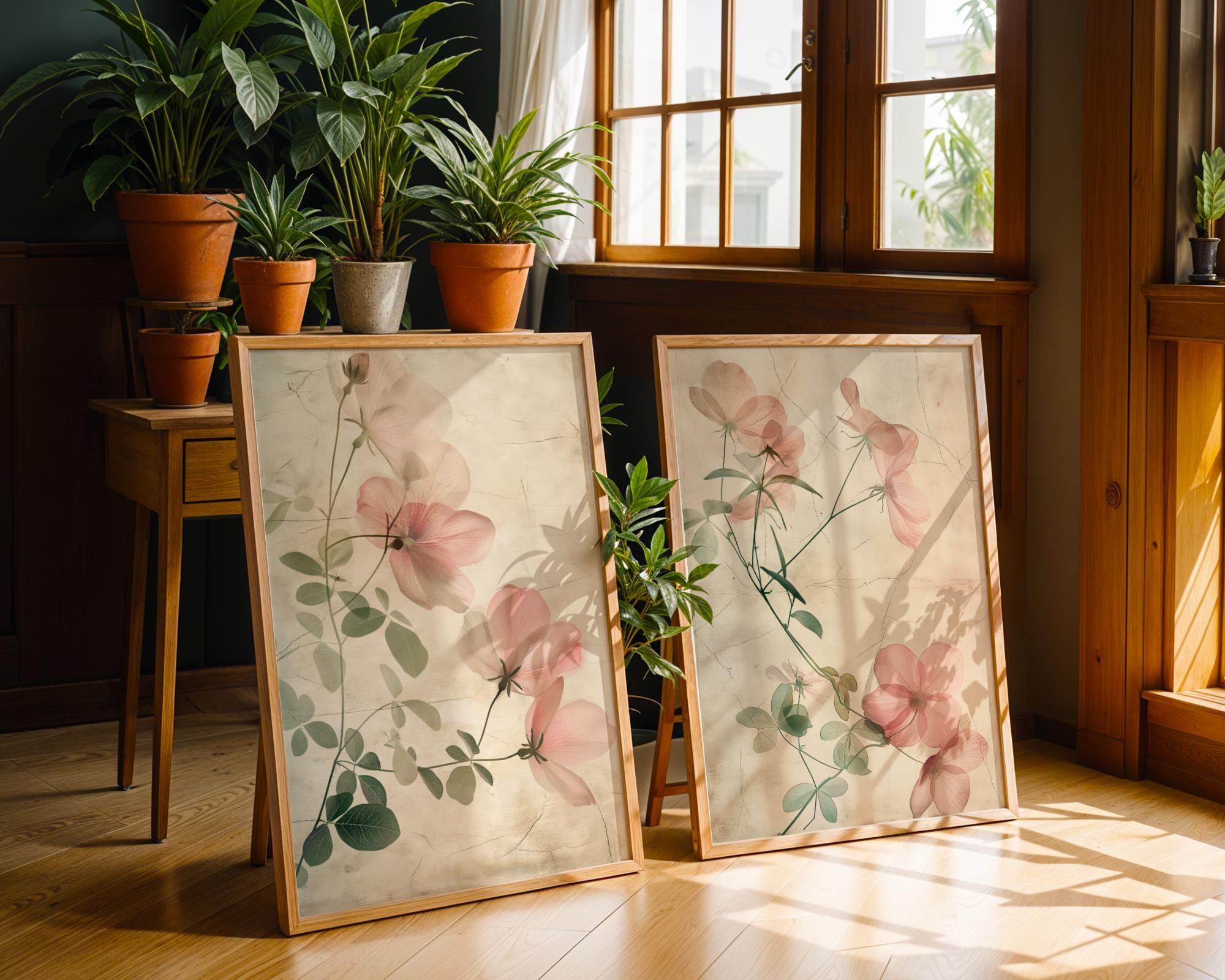Pink Flower Botanical Print Set | Vintage Floral Wall Art wall art print, modern home decor, unframed artwork by Nomad & Nest
