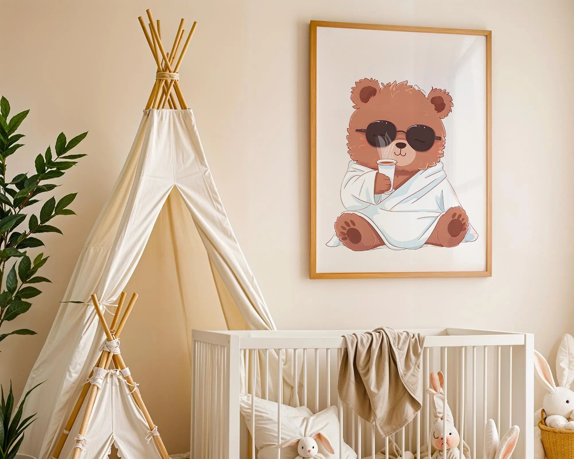 Playroom Ideas | Cool Bear Nursery Wall Art | Modern Character Illustration wall art print, modern home decor, unframed artwork by Nomad & Nest