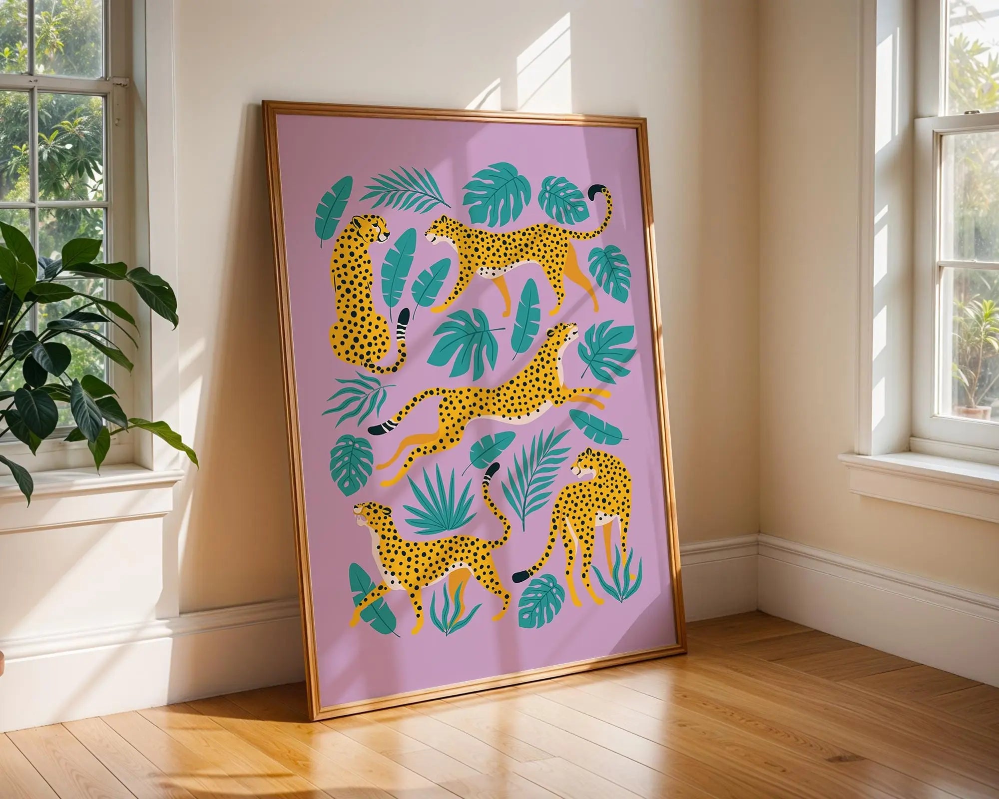 Cheetah Jungle Art Print | Boho Safari Animal Illustration wall art print, modern home decor, unframed artwork by Nomad & Nest