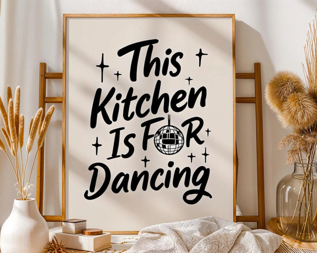 Kitchen Dancing Quote Art Print | Playful Typography Decor wall art print, modern home decor, unframed artwork by Nomad & Nest