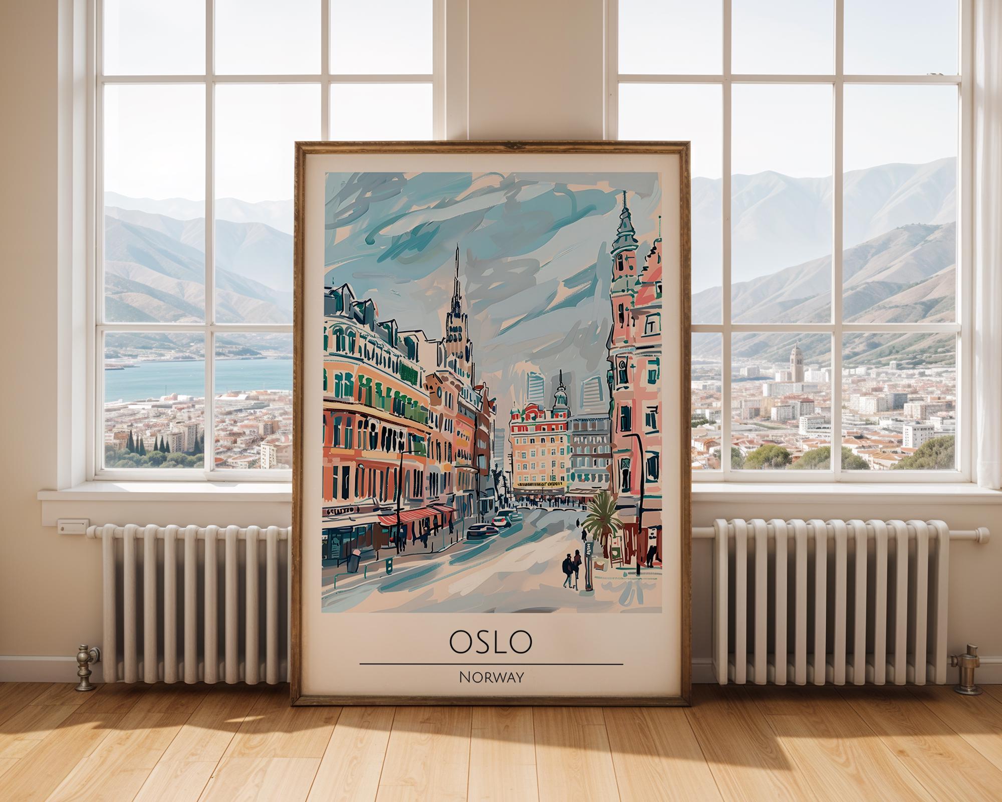 Oslo Norway Cityscape Print | Scandinavian Travel Poster wall art print, modern home decor, unframed artwork by Nomad & Nest