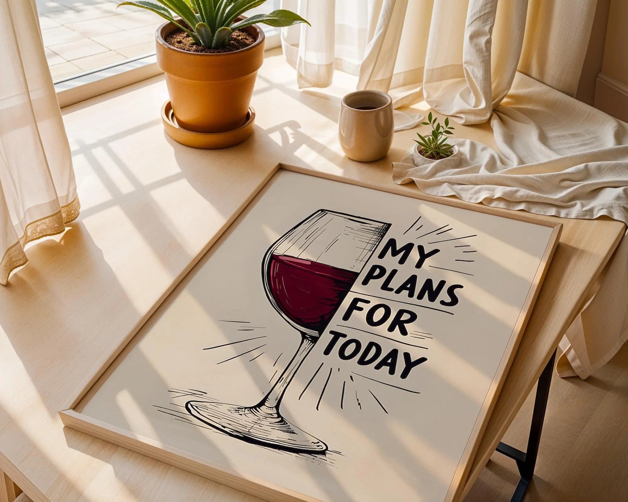 Wine Plans Quote Print | Relaxed Lifestyle Wall Art wall art print, modern home decor, unframed artwork by Nomad & Nest