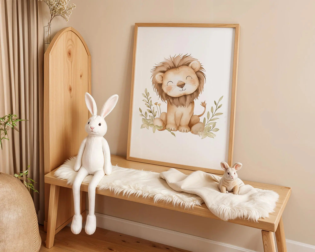 Playroom Ideas | Lion Nursery Wall Art | Jungle Animal Baby Cub Illustration wall art print, modern home decor, unframed artwork by Nomad & Nest