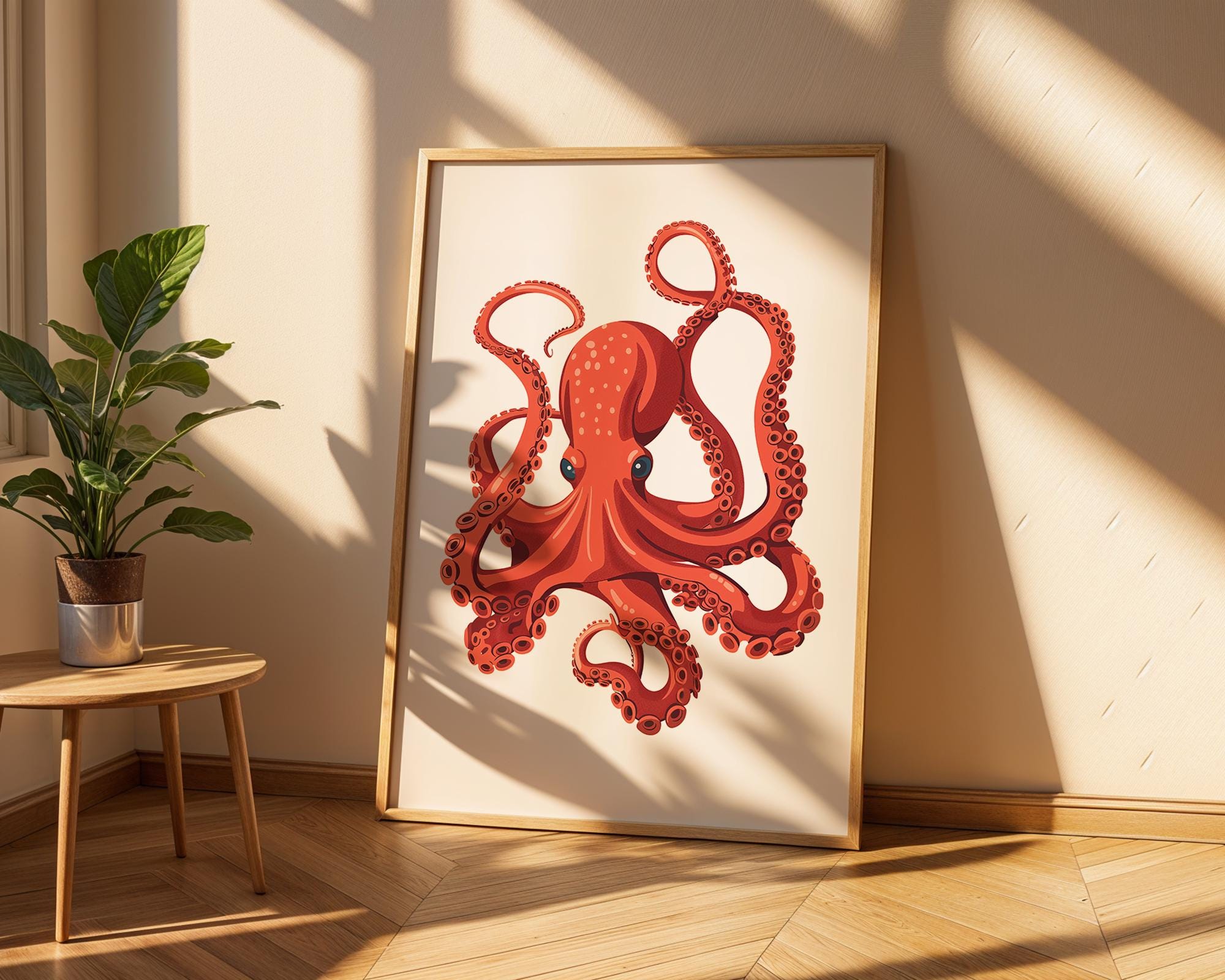 Orange Octopus Art Print | Modern Marine Nursery Decor wall art print, modern home decor, unframed artwork by Nomad & Nest