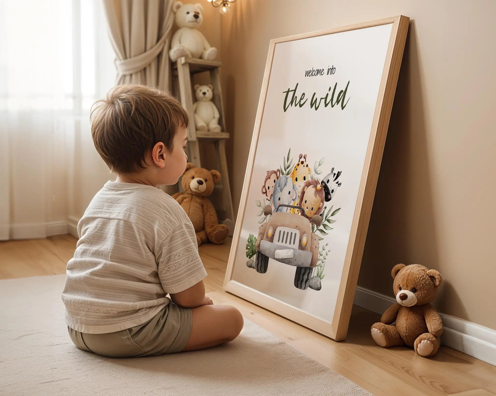 Playroom Ideas | Welcome Into The Wild Nursery Art | Safari Adventure Print wall art print, modern home decor, unframed artwork by Nomad & Nest