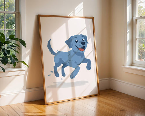 Blue Labrador Puppy Print, Nursery Kids Room Decor, Dog Lover Gift wall art print, modern home decor, unframed artwork by Nomad & Nest