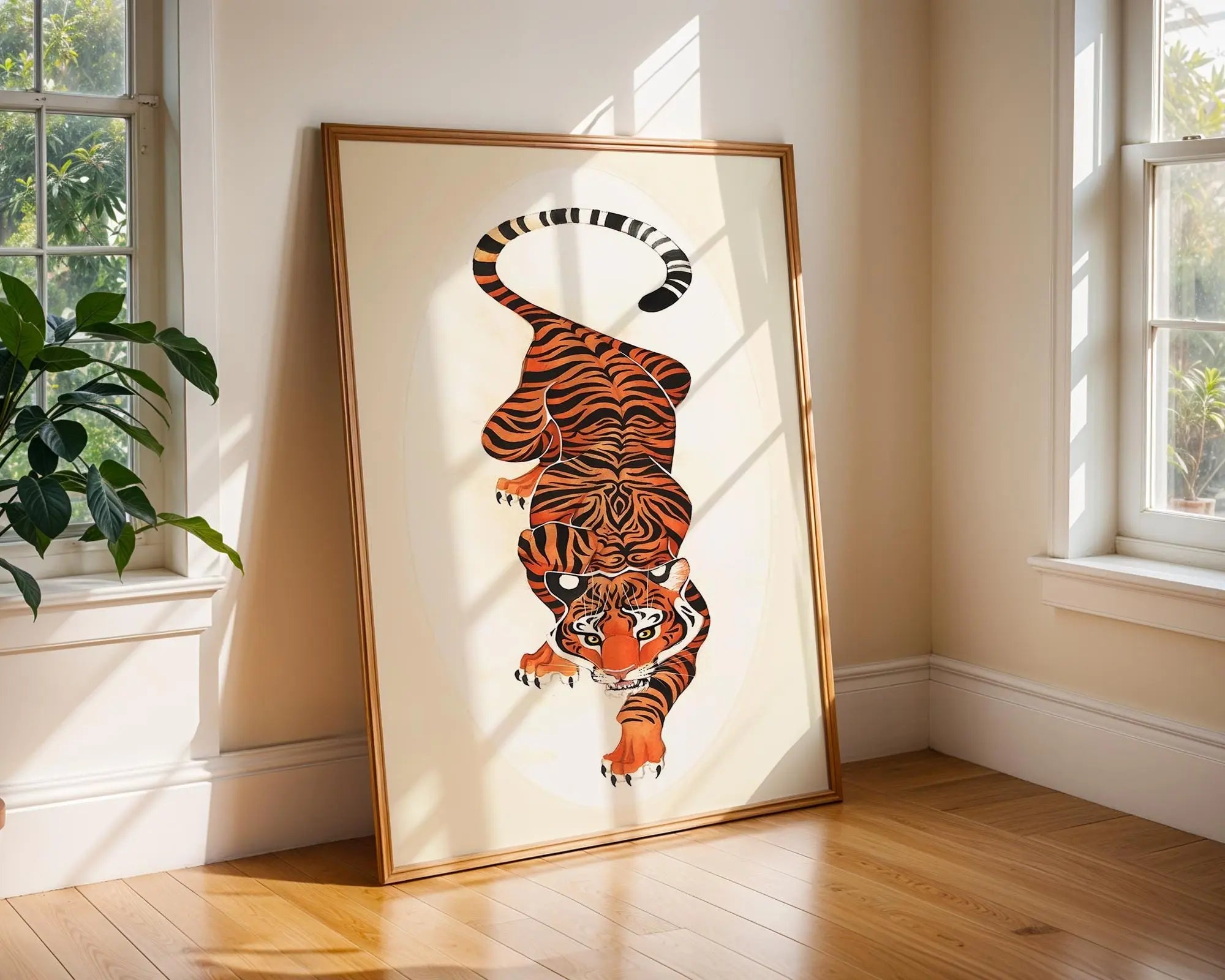 Japanese Tiger Art Print | Vintage Tattoo Style Animal Poster wall art print, modern home decor, unframed artwork by Nomad & Nest