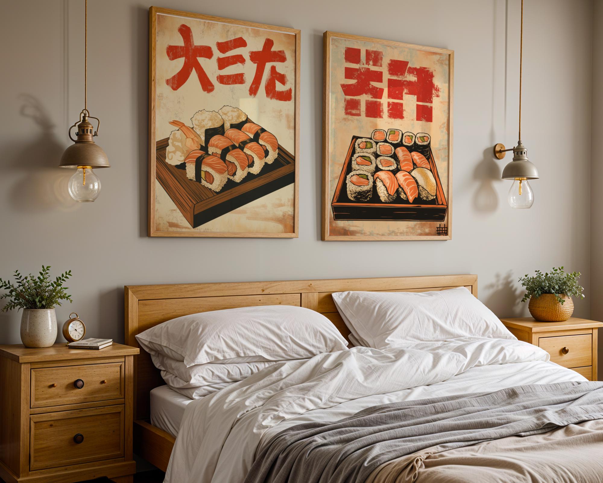 Japanese Poster | Vintage Sushi Print –  Food , Retro Kitchen Art wall art print, modern home decor, unframed artwork by Nomad & Nest