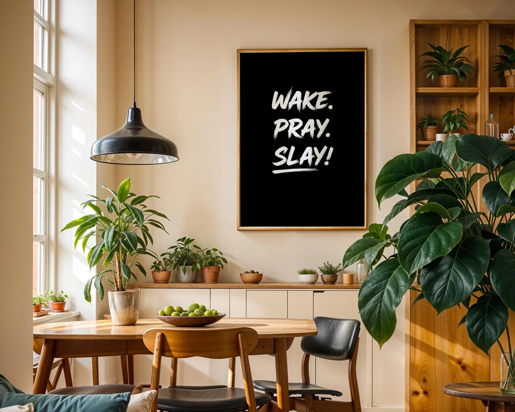 Positive Emotion | Wake Pray Slay Quote Print | Faith Inspired Bold Typography Wall Art wall art print, modern home decor, unframed artwork by Nomad & Nest