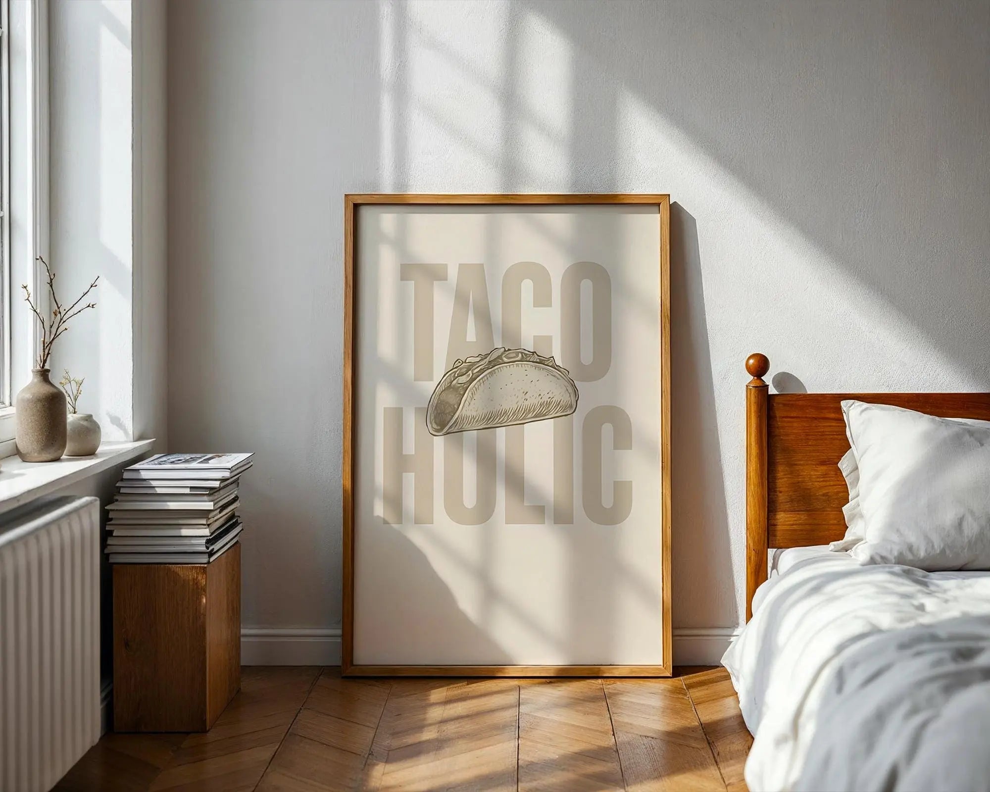 Positive Emotion | Taco Holic Wall Art | Funny Food Typography Poster | Modern Kitchen Decor wall art print, modern home decor, unframed artwork by Nomad & Nest
