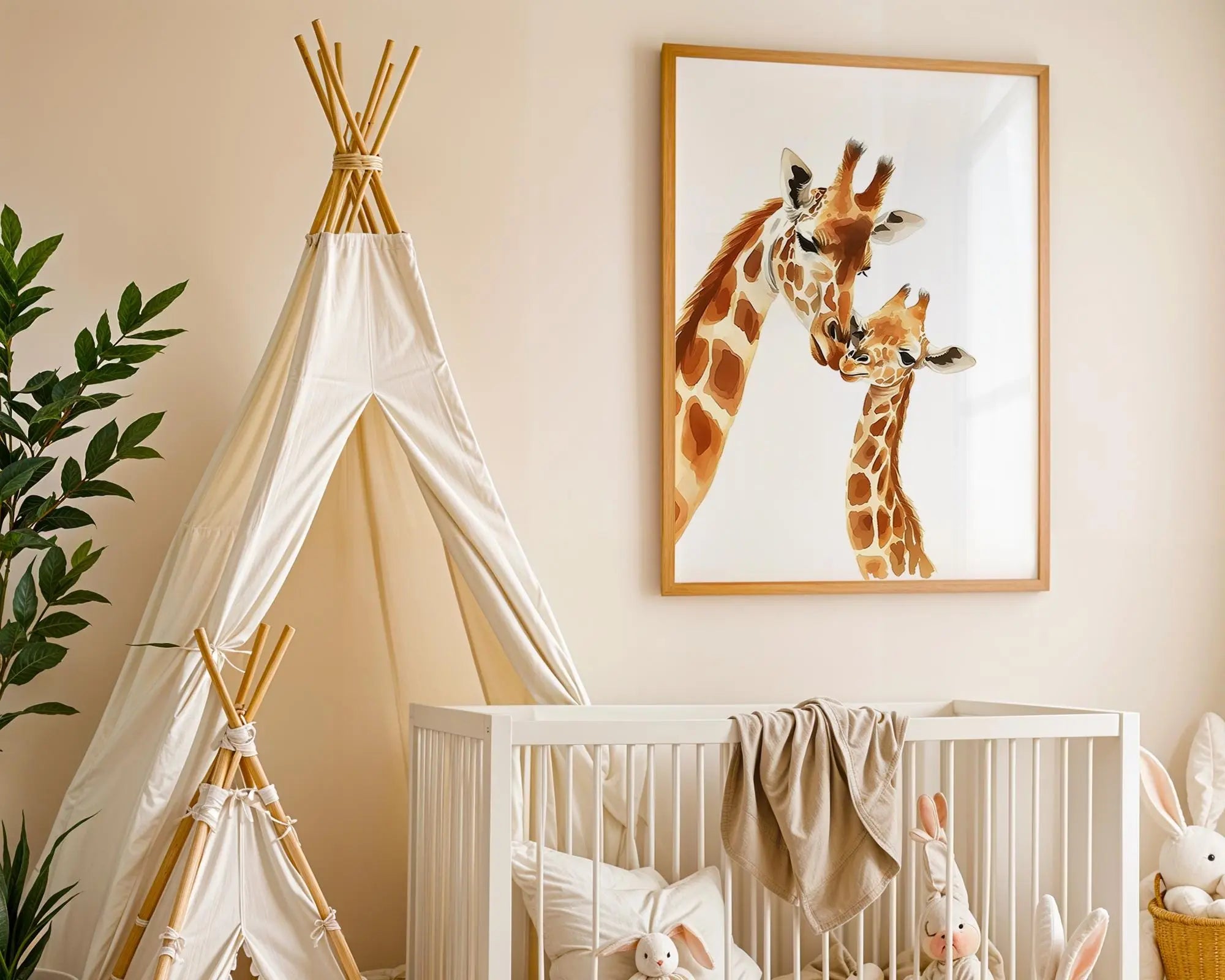 Playroom Ideas | Giraffe Family Nursery Wall Art | Safari Animal Baby Print wall art print, modern home decor, unframed artwork by Nomad & Nest