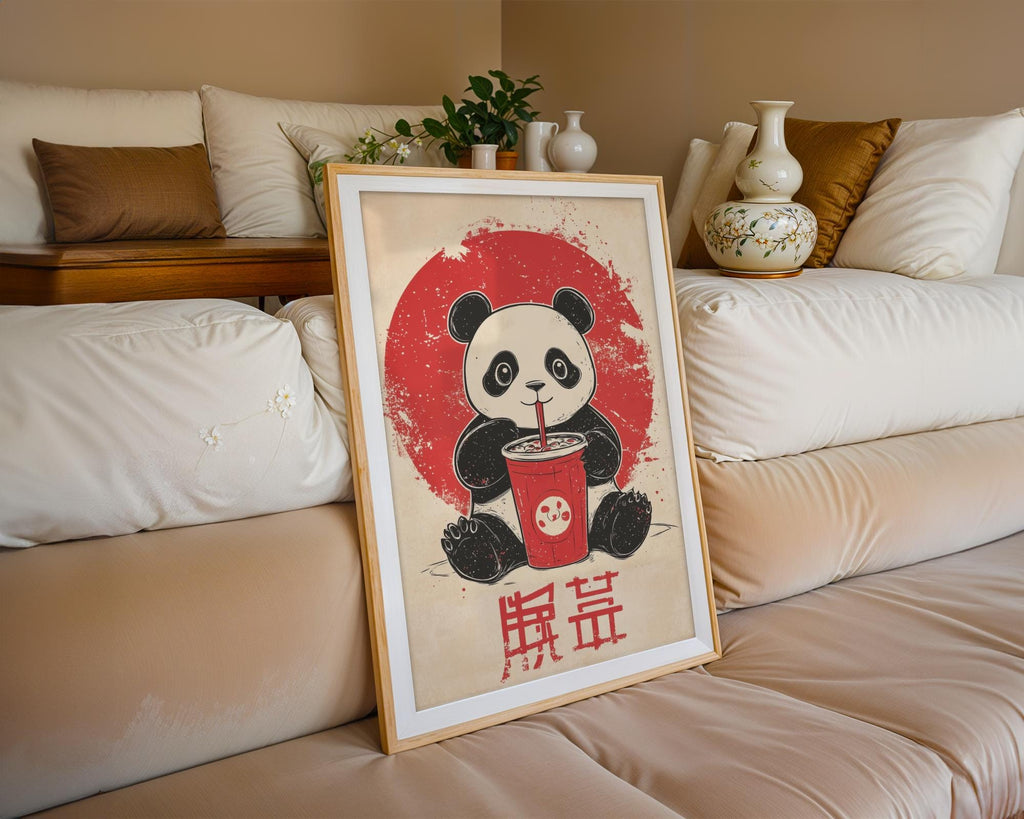 Japanese Poster | Panda Wall Art | Nursery Decor wall art print, modern home decor, unframed artwork by Nomad & Nest