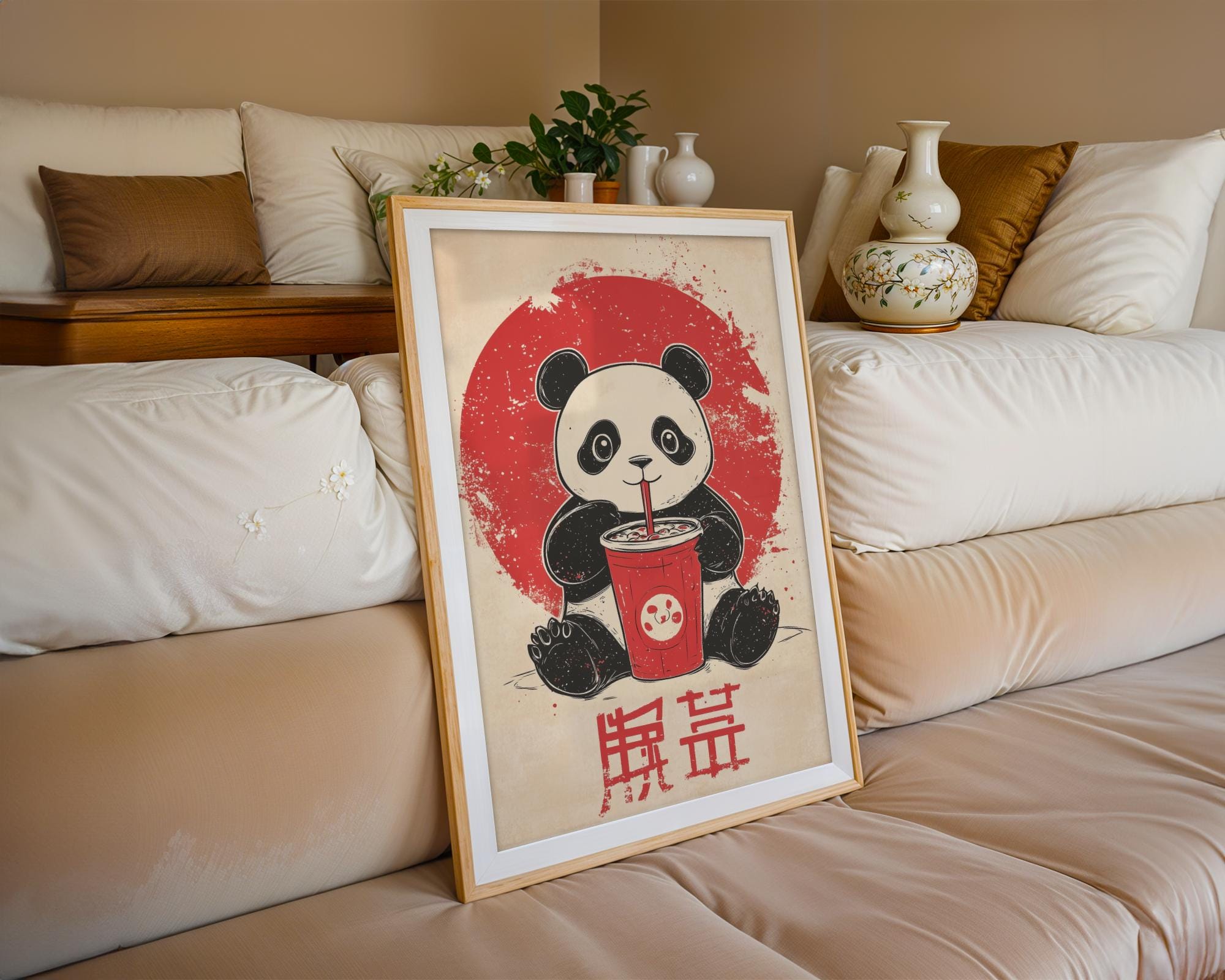 Japanese Poster | Panda Wall Art | Nursery Decor wall art print, modern home decor, unframed artwork by Nomad & Nest