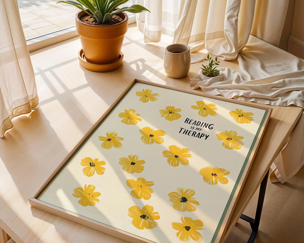 Book Lover Floral Print | Reading Therapy Wall Art wall art print, modern home decor, unframed artwork by Nomad & Nest