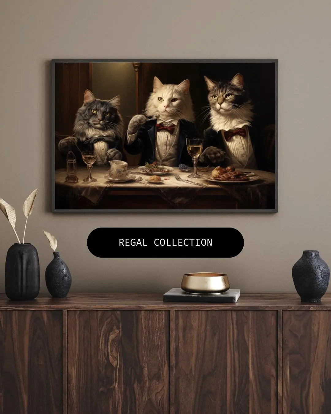 Tuxedo Cats Print – Whimsical Animal Wall Art, Vintage Style wall art print, modern home decor, unframed artwork by Nomad & Nest