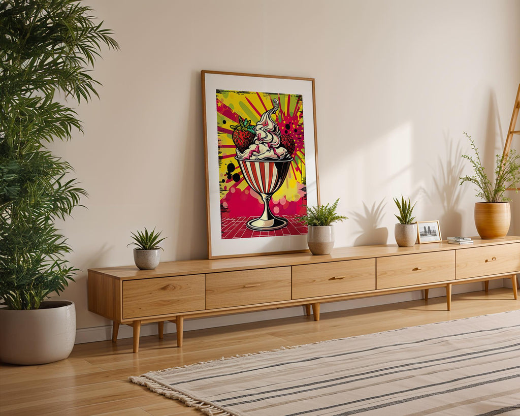 Modern Pop Art | Ice Cream Sundae Print | Retro Kitchen Decor wall art print, modern home decor, unframed artwork by Nomad & Nest