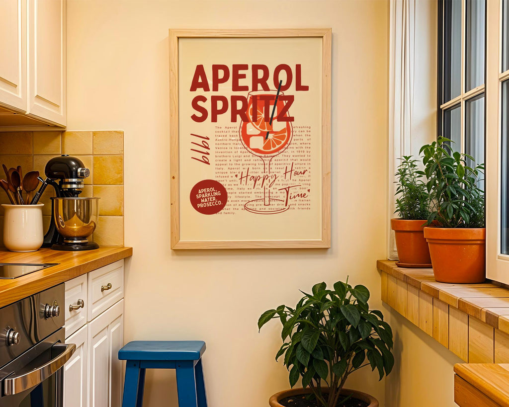 Aperol Spritz Cocktail Art Print • Retro Italian Bar Decor wall art print, modern home decor, unframed artwork by Nomad & Nest
